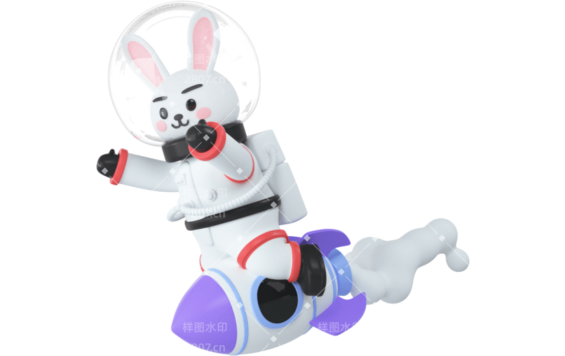 创意3d立体创意航天兔元素