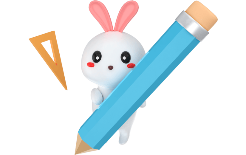 元素3D教师节开学写字兔子