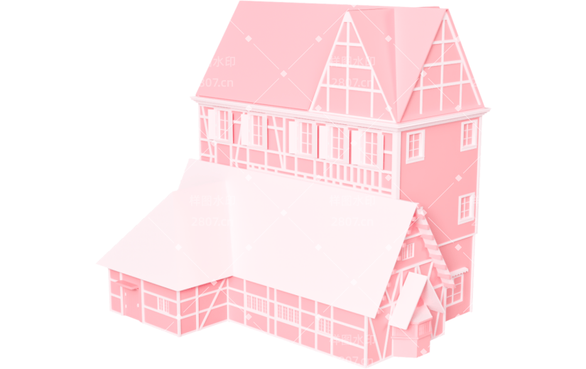 3D元素卡通建筑梦幻房子