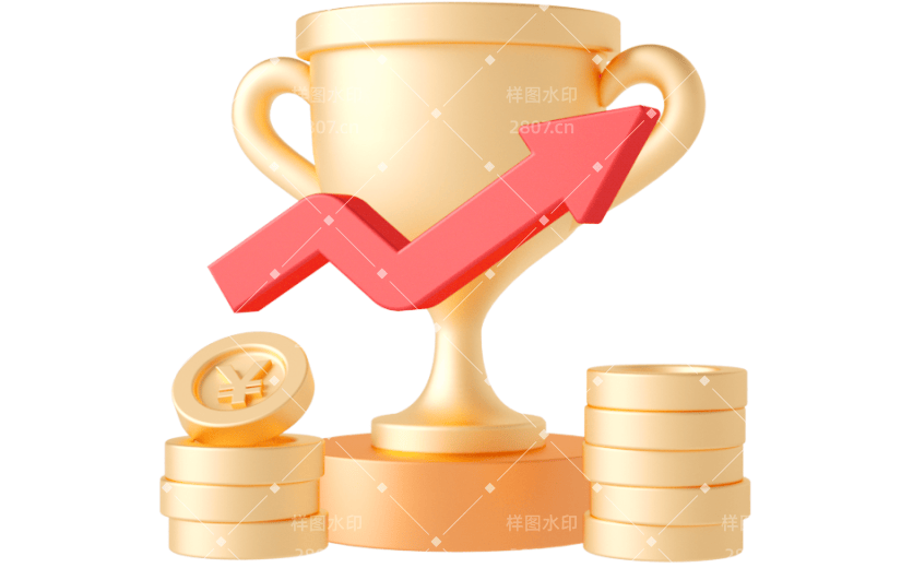 元素C4D立体金色质感金融银行办公奖杯