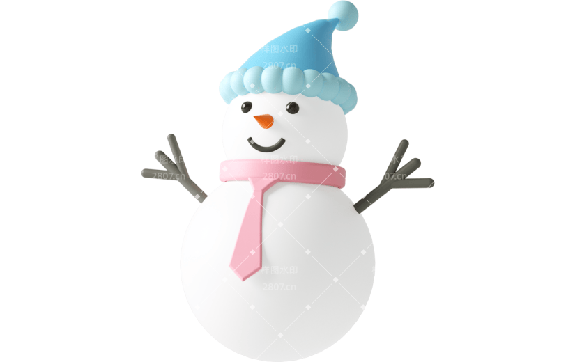 元素C4D立体白色卡通圣诞节雪人
