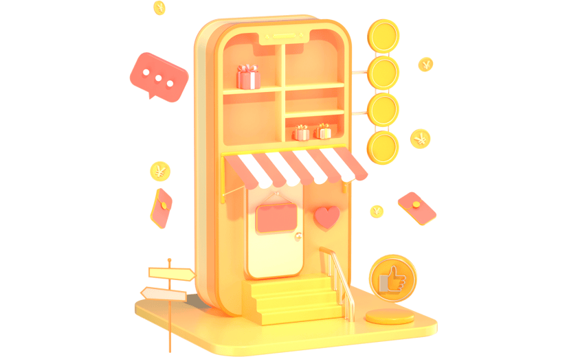 3D立体卡通创意促销商店元素