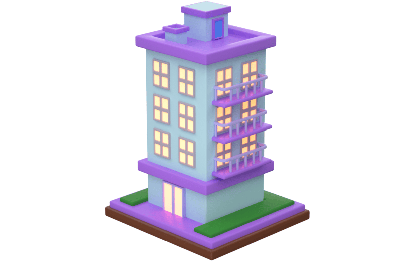 元素3D卡通楼房建筑