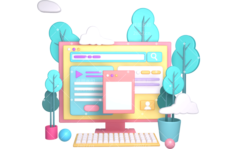 元素卡通3D夏季购物场景