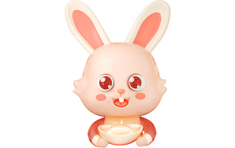 C4D兔子抱元宝新年喜庆3D元素