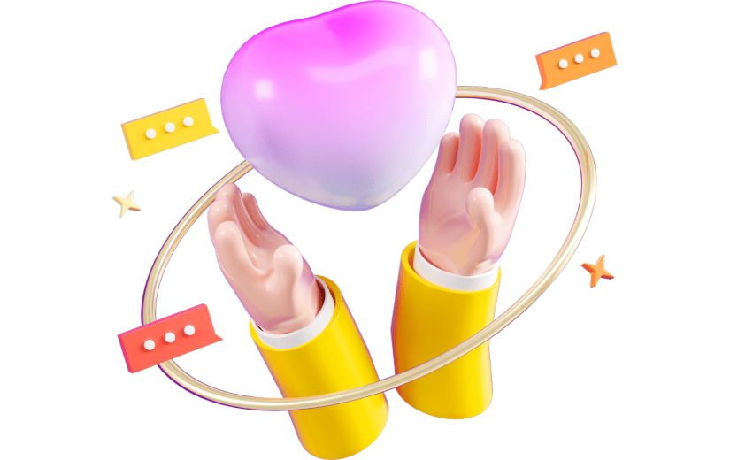 简约渐变风爱心手势3D元素