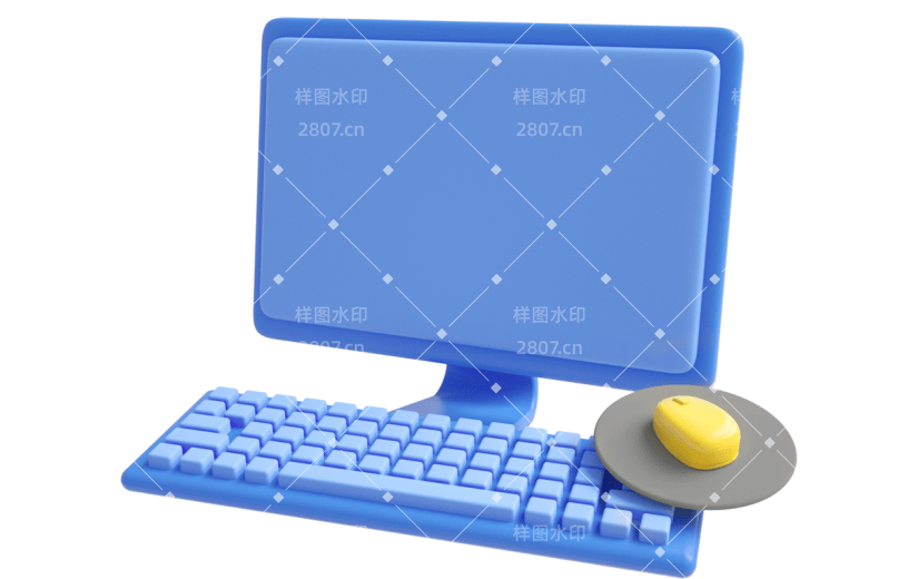 元素C4D立体蓝色卡通电脑