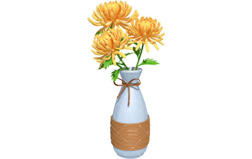 元素卡通3D重阳节菊花花瓶