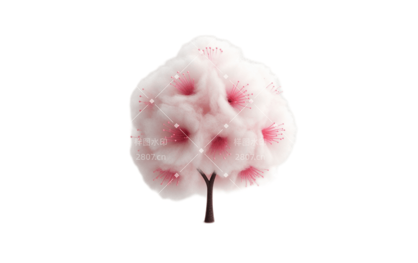 3D风格粉色毛绒小花宣传3D元素