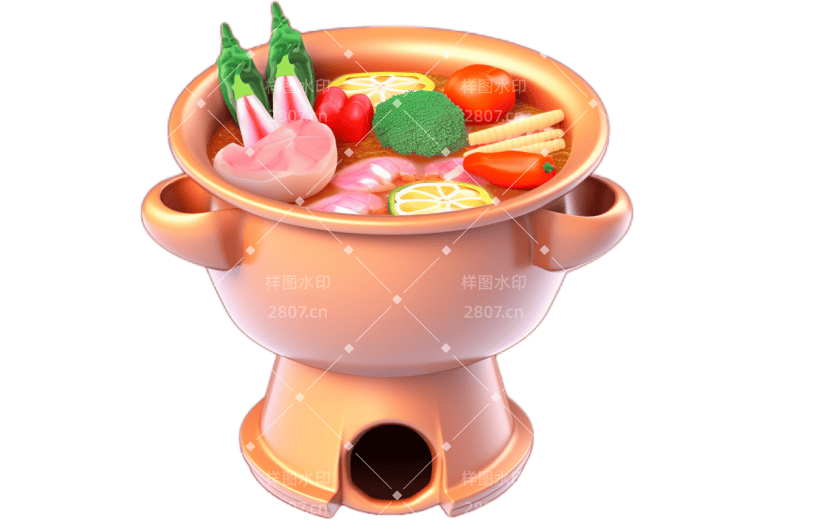 3D风格美食美味火锅宣传3D素材