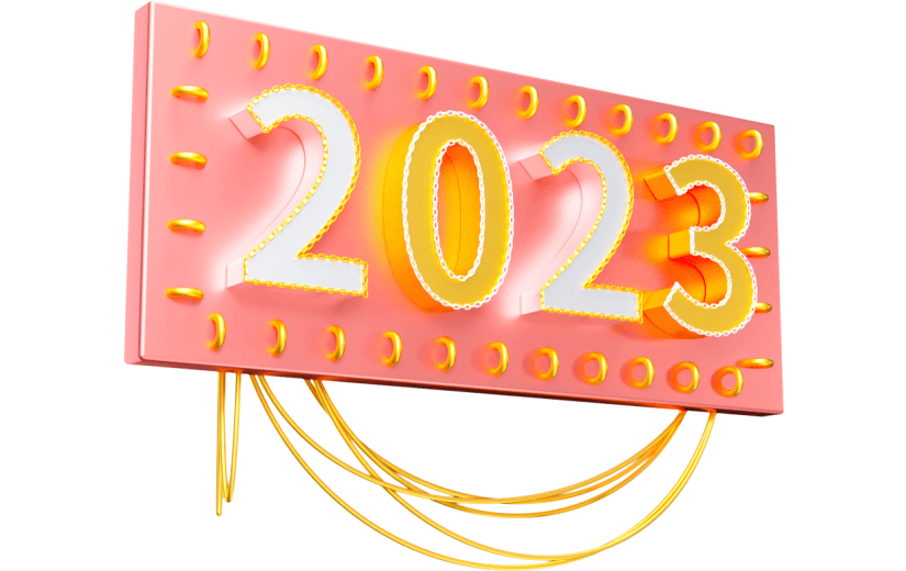 3D元素金属创意数字跨年2023