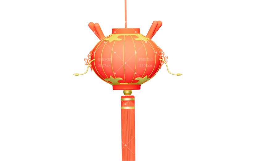 趣味龙年特色灯笼3D元素