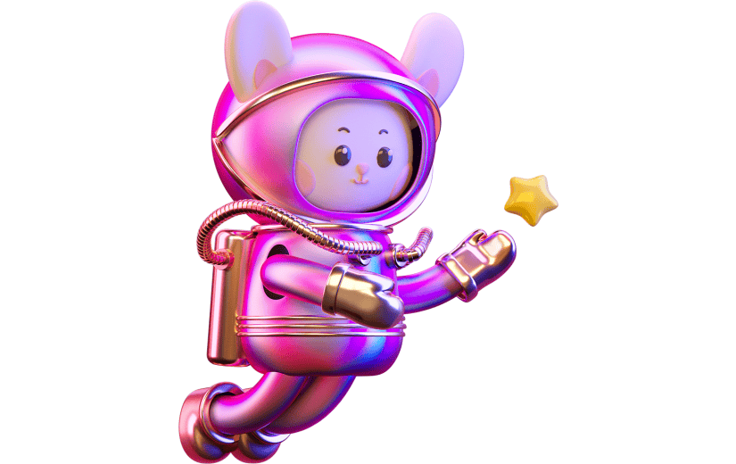 C4D紫色炫酷赛博朋克风太空兔子3D元素