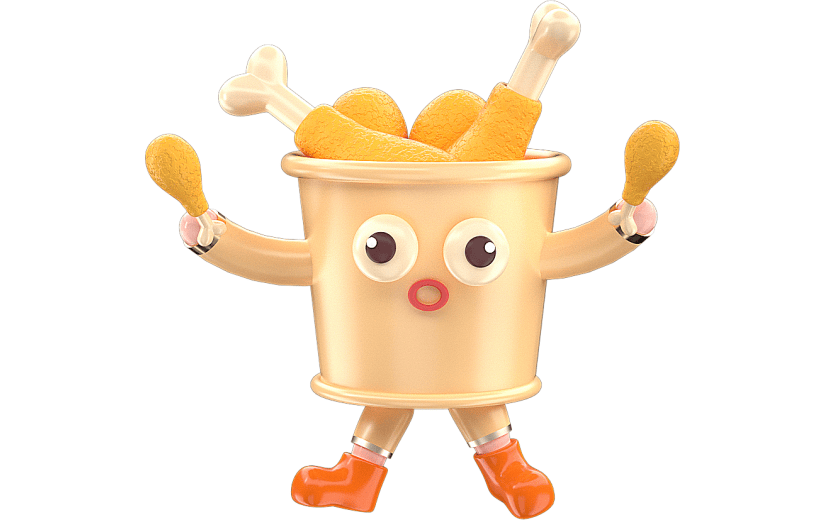 大鸡腿炸鸡桶快餐拟人化3D元素