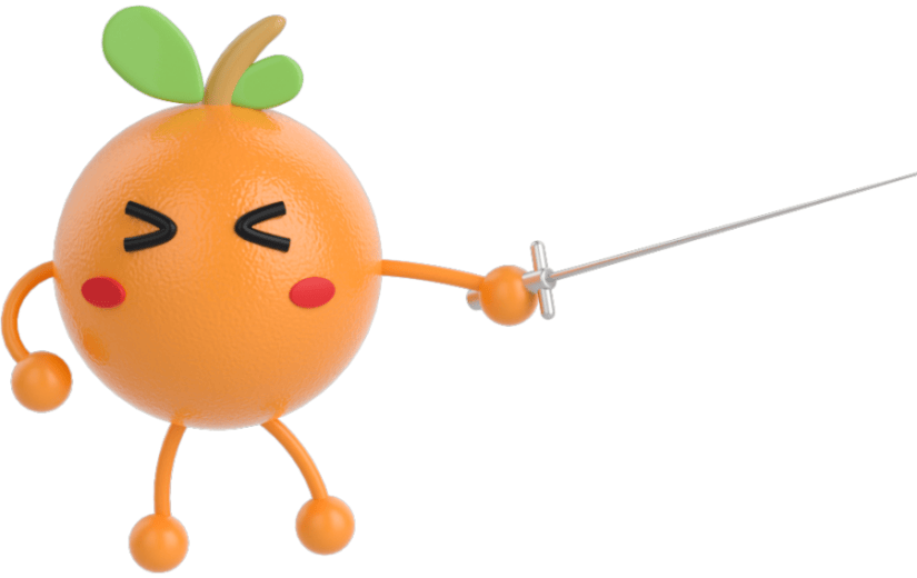 元素C4D卡通拟态击剑健身橙子达人