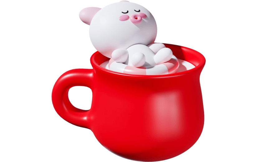元素3D卡通牛奶杯