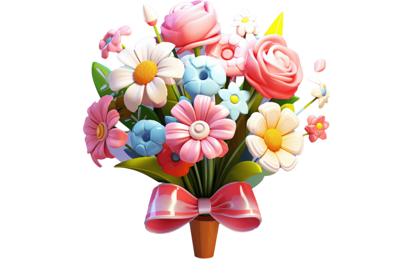 3D风格美丽鲜花花束宣传3D元素