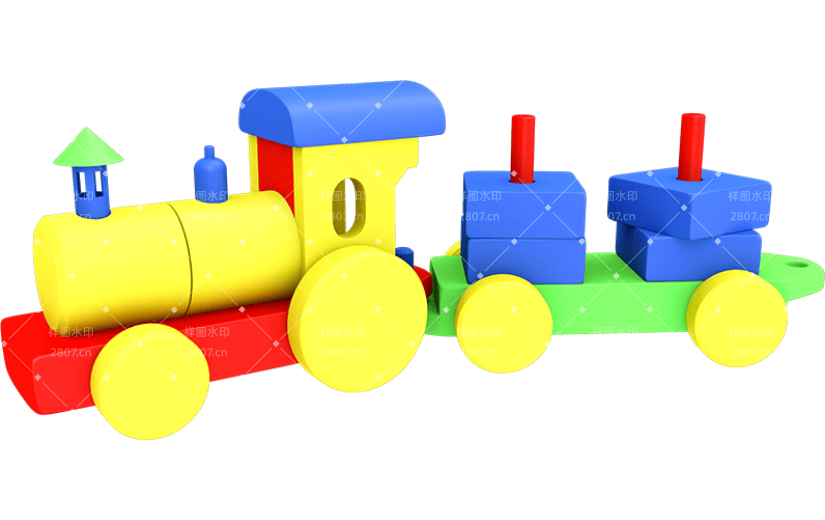 元素3D立体C4D玩具积木火车