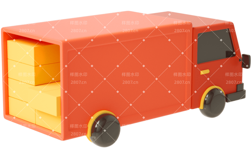 元素C4D立体橙色卡通货车