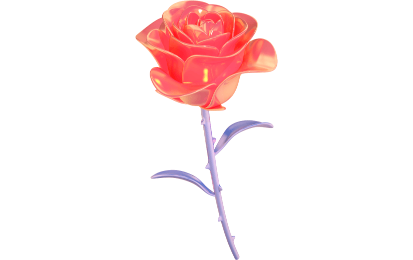 元素卡通3D炫彩玫瑰花