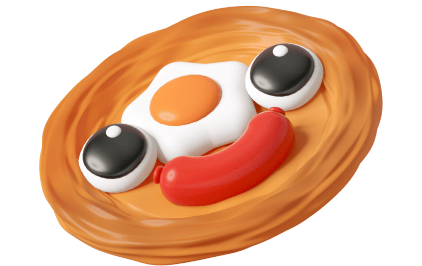 元素C4D立体棕色卡通派食物表情