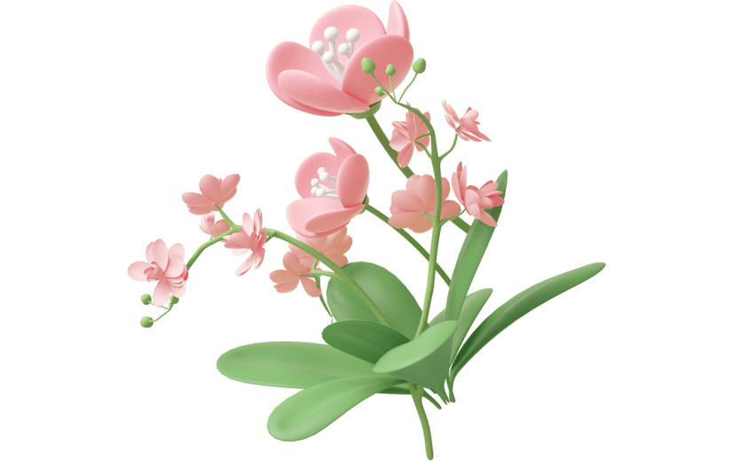 元素C4D立体粉色唯美花卉