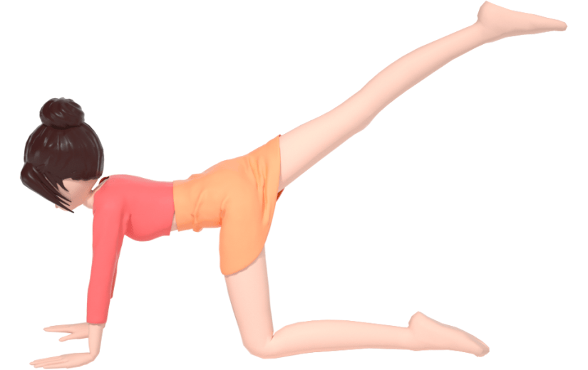 元素3D卡通居家女孩做瑜伽健康生活