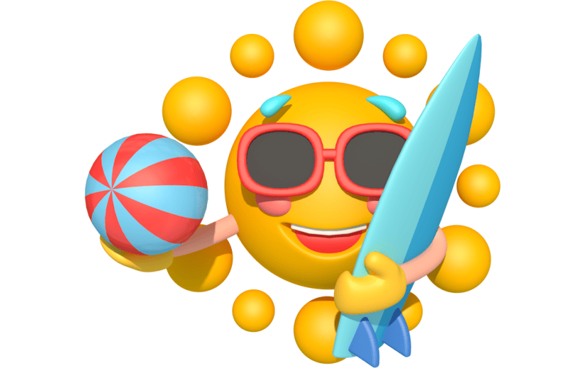 元素卡通3D夏季太阳冲浪