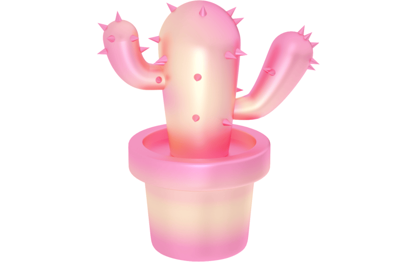 3d创意磨砂炫彩质感仙人掌
