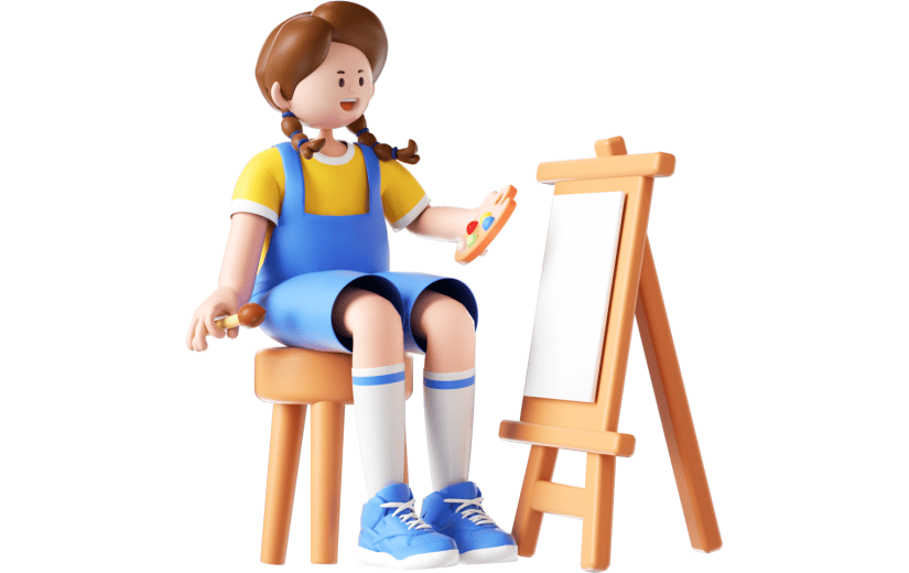 简约风青年节女孩画画3D元素
