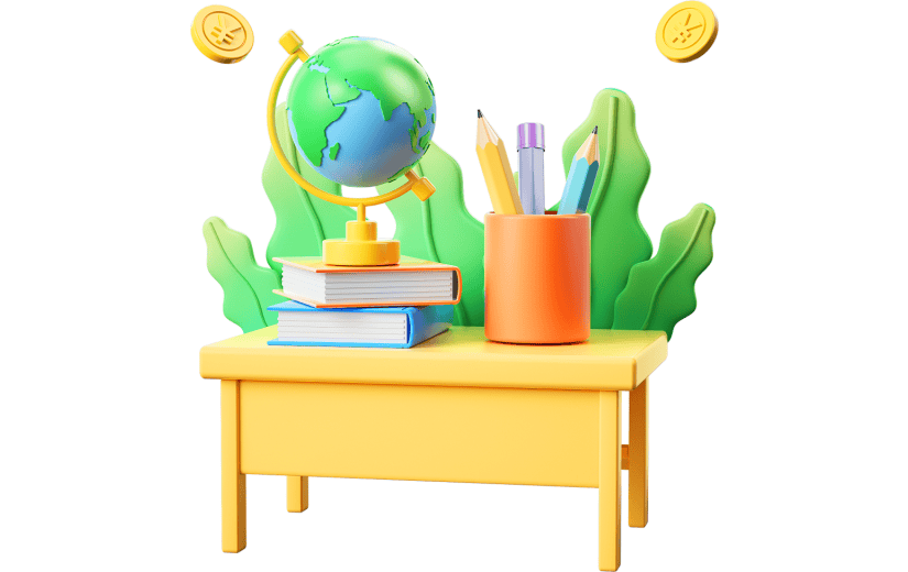 蓝色清新办公学习3D元素