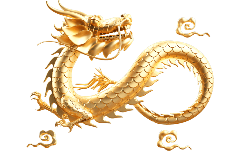 金色龙年中国龙祥云3D元素