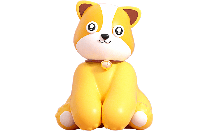 C4D黄色宠物小狗3D元素