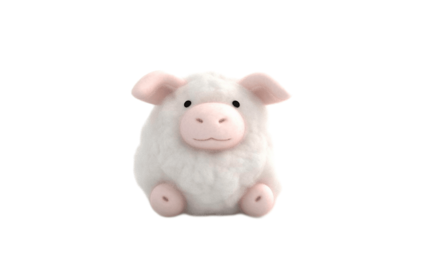 3D风格毛绒玩具小猪宣传3D元素