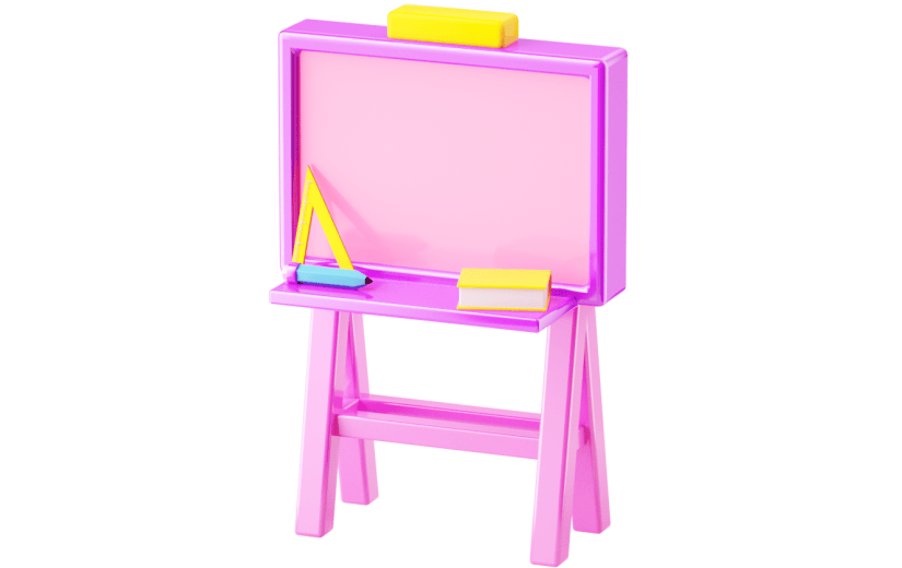 元素C4D立体紫色卡通画板黑板