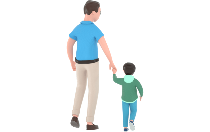 元素3D父亲节大手拉小手父亲儿子元素