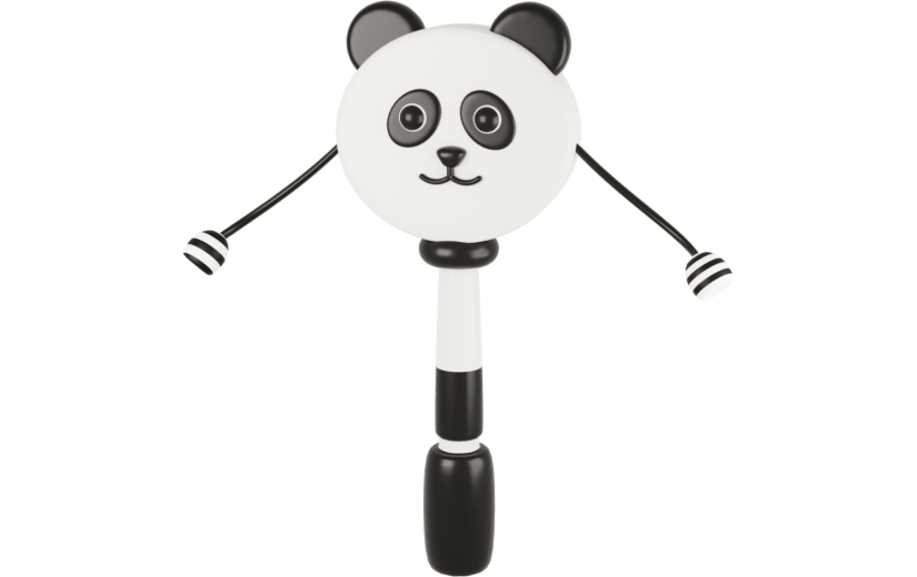元素3D卡通立体熊猫拨浪鼓