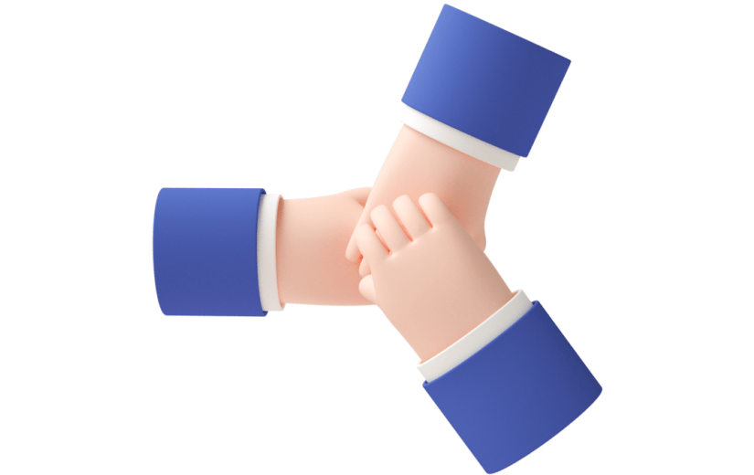 元素C4D立体蓝色卡通合作手势