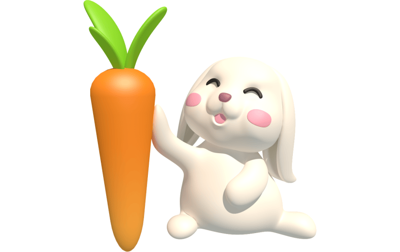 元素卡通3D兔子胡萝卜