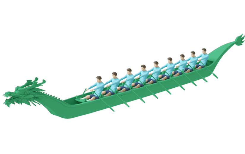 元素C4D立体绿色卡通赛龙舟