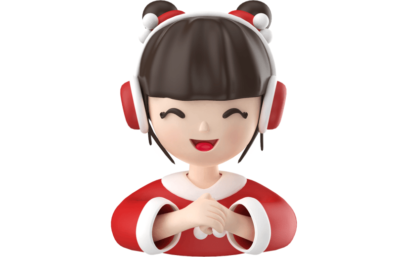 元素3D立体人物女孩新年拜年头像