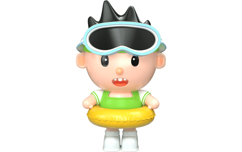 元素3D卡通可爱 游泳男孩
