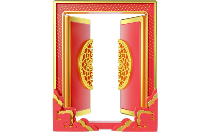 3D元素春节国潮大门