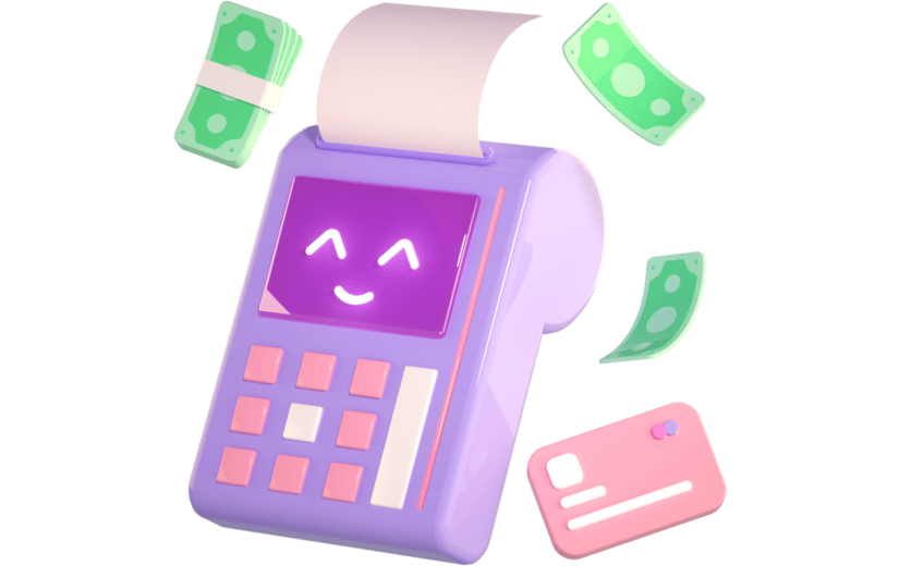 3D立体卡通创意pos机金融消费促销元素