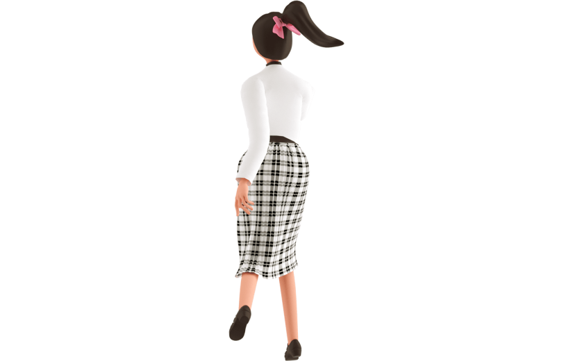 元素C4D立体白色卡通穿裙子的女孩