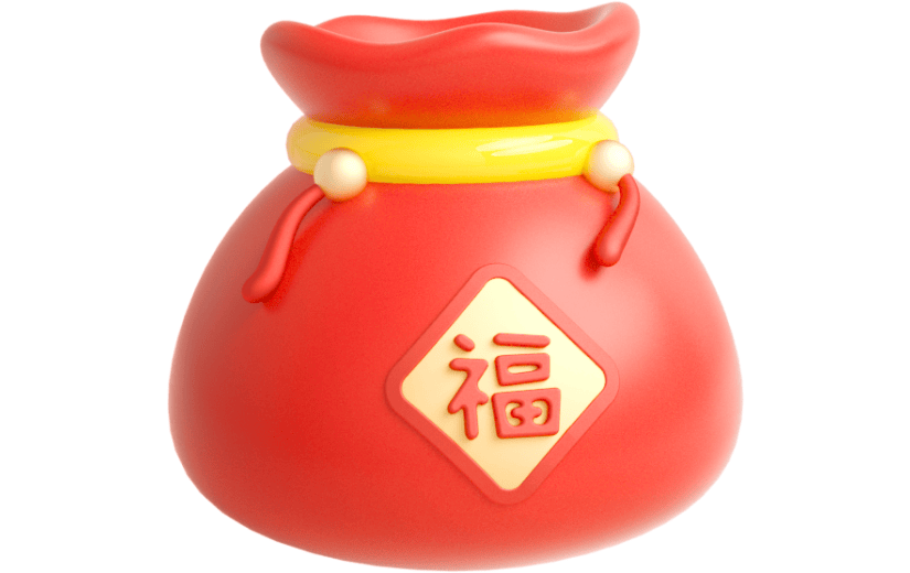 元素C4D立体红色卡通福袋
