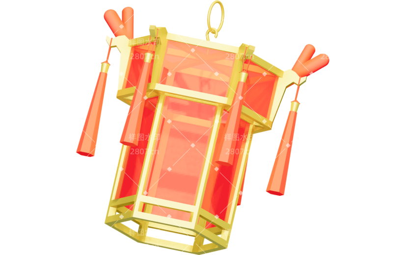 趣味龙年灯笼3D元素