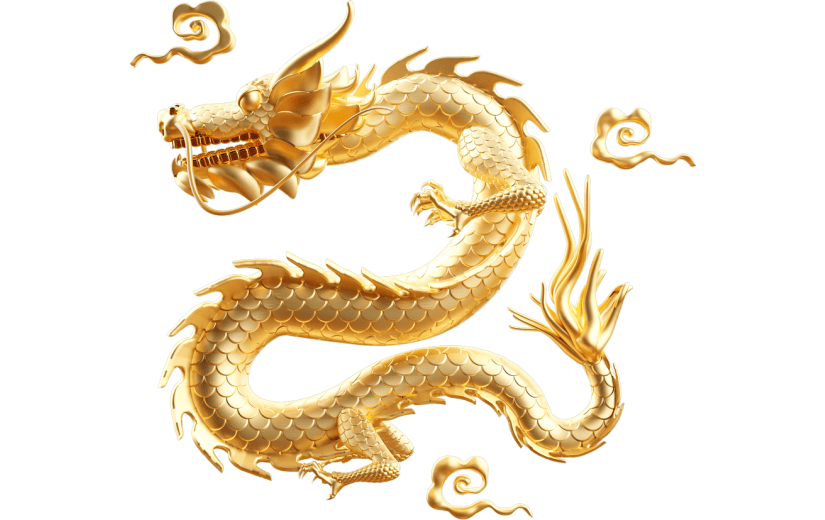 金色龙年中国龙祥云3D元素