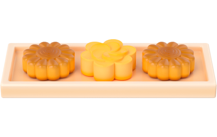 元素C4D创意中秋月饼摆盘
