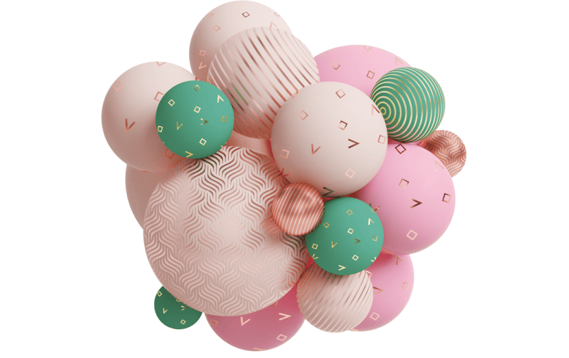 元素C4D立体粉色简约几何球组合